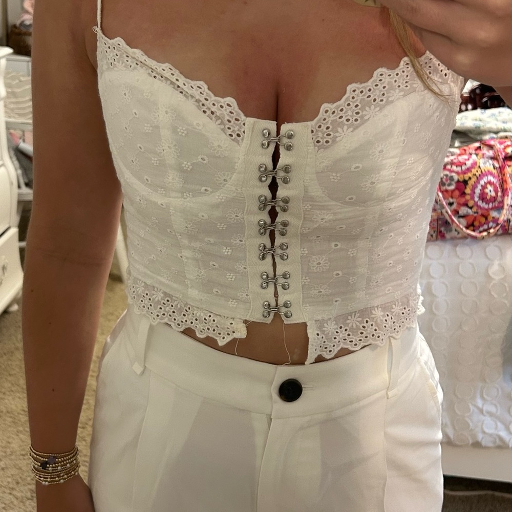 Princess Polly Eyelet White Bustier top